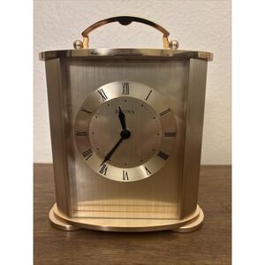 Bulova B1719 Arthur Polished and Brushed Gold Brass Mantel Clock - Tested Works